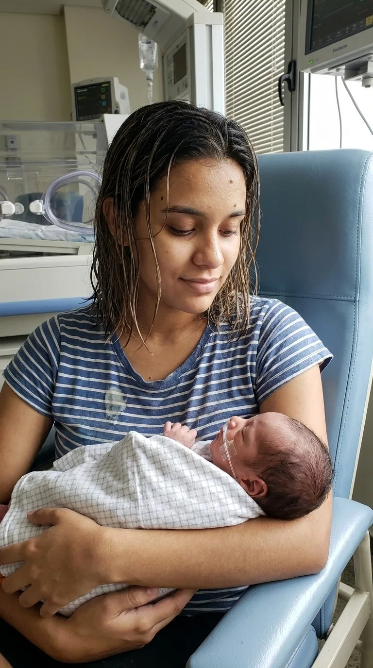 Théo com 890 gramas, nos primeiros dias de março.